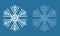 Symmetrical snowflake, winter icy snowflake icon, crystal symbol vector