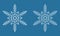 Symmetrical snowflake, winter icy snowflake icon vector