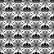 Symmetrical spider web and pumpkin seamless pattern. Geometric halloween background.