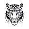 Symmetrical Tiger Head Icon On White Background