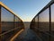 Symmetrical view of walkway leading to the beach in Santa Monica, California