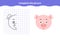 Symmetrical worksheet with cute pig face for kindergarten and preschool.