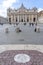 symmetrically framed front and central facade of the basilica of st peter in the vatican from the west vantage point