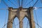 Symmetry of Brooklyn bridge and cable with blue sky