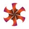 Symmetry circular star symbol wrapped in orange purple