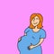 Sympathetic illustration of a smiling woman in pregnancy