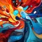 Symphonic Abstraction: An explosive blend of colors and dynamic shapes merging in perfect harmony