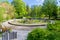 Symphony of birds fountain in park in Olsztyn.