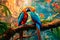 Symphony of Colors: Interactive Jungle Artwork Featuring Majestic Parrots