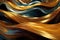 symphony of flowing ribbons in vibrant shades of gold, silver, and bronze, elegantly dancing across an abstract background