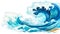 Symphony of Waters Exploring Water Wave Illustrations Ocean Patterns and Azure Wave Art on White