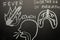 Symptoms of the corona virus. Danger, drawn in chalk on a blackboard