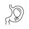 Symptoms of stomach problems bloating. Line icon concept