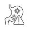 Symptoms of stomach problems colic. Line icon concept