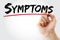 Symptoms text with marker, health concept background