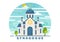 Synagogue Building or Jewish Temple Vector Illustration with Religious, Hebrew or Judaism and Jew Worship Place in Flat cartoon