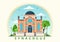 Synagogue Building or Jewish Temple Vector Illustration with Religious, Hebrew or Judaism and Jew Worship Place in Flat cartoon