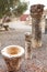 The synagogue columns at Capernaum, Galilee, Israel