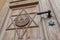 Synagogue door detail with handle and star
