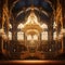 Synagogue interiors illuminated by a magnificent chandelier