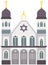 Synagogue for Jews isolated on white background. Cartoon vector classic cathedral illustration