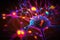 Synaptic Connections in Neon Light - Close-Up View on Brain Neural Synapse Network for Scientific and Medical Designs, Generative