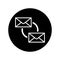 Synchronize icon in black circle Email sync symbol