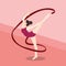 Synchronized ribbon rhytmic dance athletic young girl performance