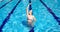 Synchronized swimmer in pool exercizing