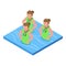 Synchronized swimming ballet icon, isometric style