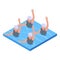 Synchronized swimming fitness icon, isometric style