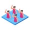 Synchronized swimming girls icon, isometric style