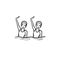 Synchronized swimming hand drawn outline doodle icon.
