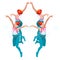 Synchronized Swimming Summer Games Icon Set.3D Isometric Swimmer Team.Olympics Water Dance Swimming Sporting International