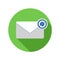 Syncronize mails icon. Email icon with long shadow.