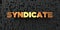 Syndicate - Gold text on black background - 3D rendered royalty free stock picture