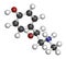 Synephrine herbal stimulant molecule. Present in several Citrus species. 3D rendering. Atoms are represented as spheres with