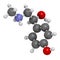 Synephrine herbal stimulant molecule. Present in several Citrus species. 3D rendering. Atoms are represented as spheres with.