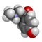 Synephrine herbal stimulant molecule. Present in several Citrus species. 3D rendering. Atoms are represented as spheres with.