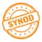 SYNOD text on orange grungy vintage round stamp