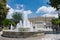 Syntagma Square with the fountain and the Greek Parliament. Athens ,Greece. 5-12-2021