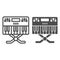 Synthesizer line and solid icon, Sound design concept, synth sign on white background, music synthesizer icon in outline