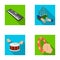 Synthesizer melodies, bagpipes Scotch and other web icon in flat style. drum, drum roll, tambourine in hand icons in set