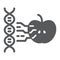 Synthetic biology glyph icon, technology and genetic, dna with apple sign, vector graphics, a solid pattern on a white