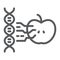 Synthetic biology line icon, technology and genetic, dna with apple sign, vector graphics, a linear pattern on a white