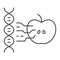 Synthetic biology thin line icon, technology and genetic, dna with apple sign, vector graphics, a linear pattern on a