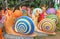 The synthetic giant snails as garden decoration in Nong Nooch tropical garden in Pattaya