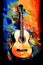 Synthetism art of classic guitar vibrants color, illustrated by Generative AI