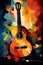 Synthetism art of classic guitar vibrants color, illustrated by Generative AI