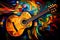 synthetism art of guitar, vibrant color, Generated AI